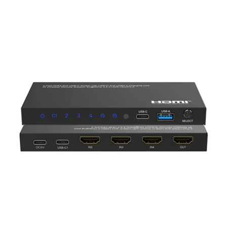 DVDO 4x1 8K Switcher with 1x USB-C and 3x HDMI Ports, Black