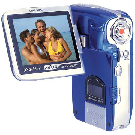 DXG USA DXG-565V High Definition 5.1 Megapixel Digital Video Camera with 4x Digital Zoom & 2.4" TFT Screen, Blue