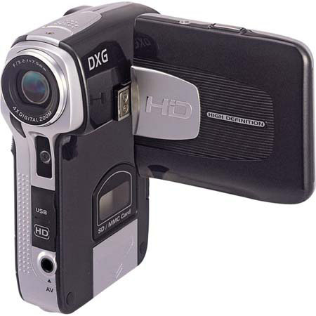 DXG USA DXG-579V High Definition 8 Megapixel Digital Video Camera, 4x Digital Zoom, 2.4" TFT Display, 1280 x 720 Resolution, Black