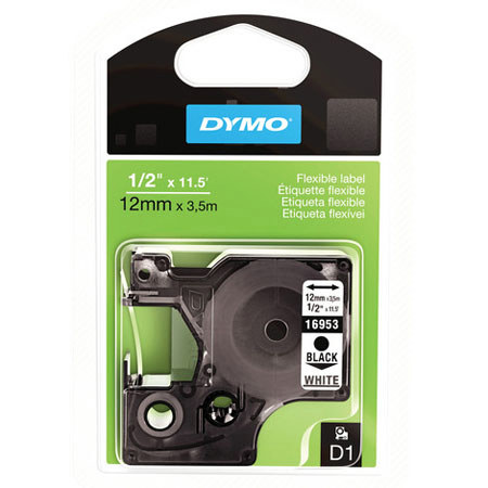 Dymo High Performance D1 12mm Tape, Black on White