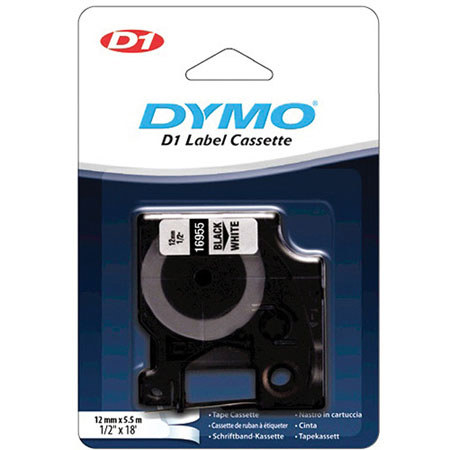Dymo Permanent High Performance D1 12mm Tape, Black on White