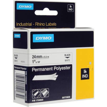 Dymo 1 inch Permanent Polyester Label Tape, White