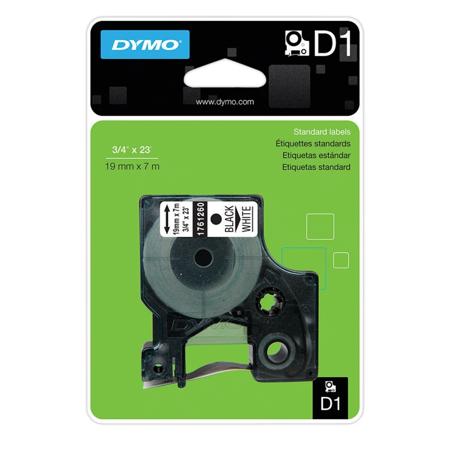 Dymo 1761260 D1 0.75 inch x 23 feet Black-On-White Tape