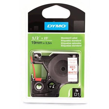 Dymo Standard D1 1/2"x23' Label, Red Print/Blue Tape