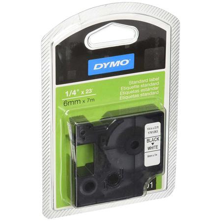 Dymo Standard D1 1/4"x23' Label, Red Print, Blue Tape