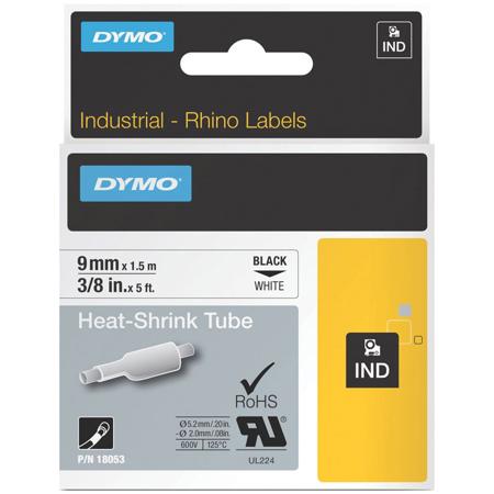 Dymo Rhino 3/8 inch Heat Shrink Tubes, 5 ft Roll, White