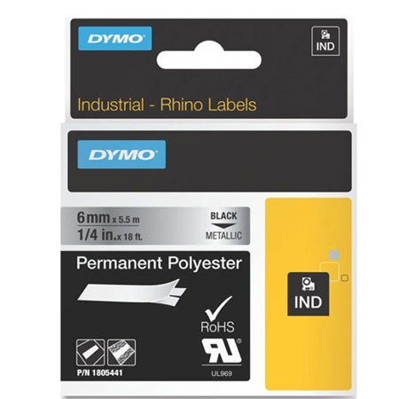 Dymo 1805441 Rhino 1/4" Metalized Permanent Labels