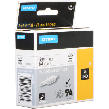 Dymo Rhino 3/4 inch Heat Shrink Tubes, 5 ft Roll, White