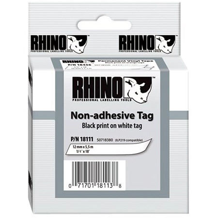 Dymo Rhino 1/4in Non-Adhesive Labels, 18 ft Long, White