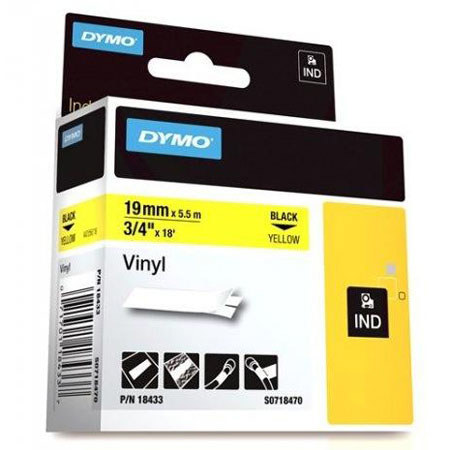 Dymo Rhino 3/4 inch Adhesive Tape, 18 ft Long, Yellow