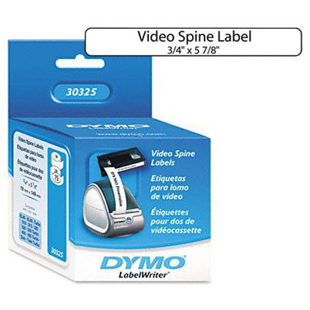 Dymo 30325 VHS Spine Labels, 75 Labels Per Roll, White