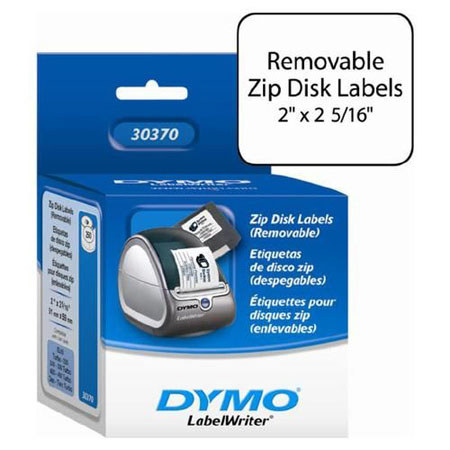 Dymo 2x2.34" Zip Disk Removable Labels, 250/Roll, White