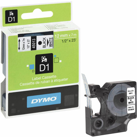 Dymo Black Print/White Tape, 1/2 Inch x 23 feet, Pack of 3