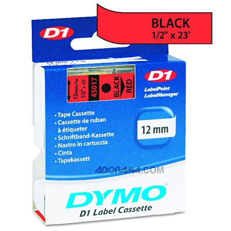 Dymo 45017 1/2in 23 Ft Blk on Red Tape for LabelMANAGER