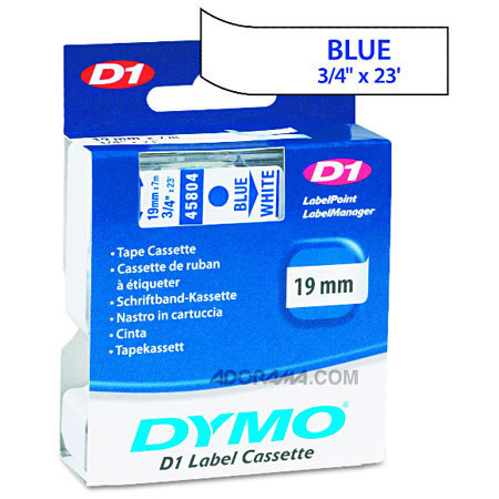 Dymo 45804 3/4in 23 Ft Blu on Wht Tape for LabelMANAGER