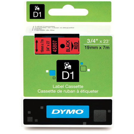 Dymo 45807 3/4in 23 Ft Blk on Red Tape for LabelMANAGER