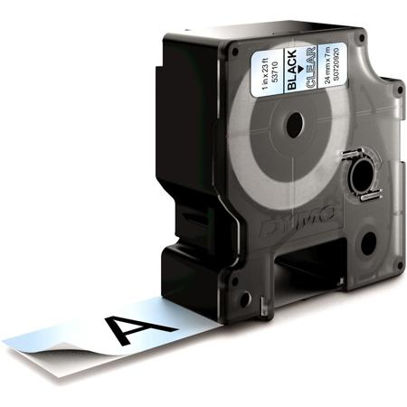 Dymo 53710 D1 1 inch 23 Feet Black Print on Clear Tape