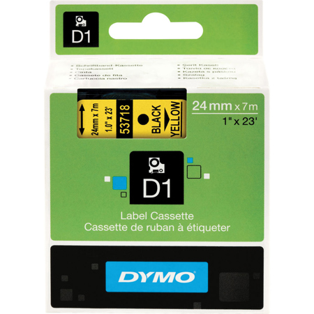 Dymo D1 1"x23' Tape, Black On Yellow