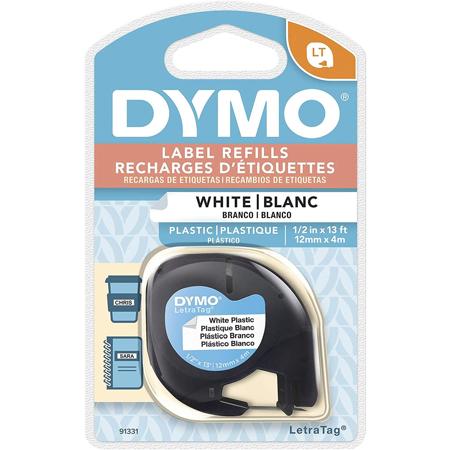Dymo 91331 1/2in x 13ft LetraTag Plastic Labels, White