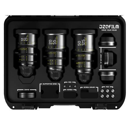 DZOFILM Pictor Zoom 12-25/20-55/50-125mm T2.8 Cine 3-Lens Kit for PL & EF, Black