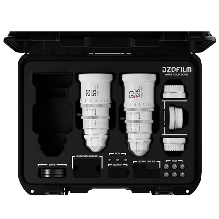 DZOFILM Pictor 20-55mm and 50-125mm T2.8 Super35 Parfocal Cine Lens Bundle for PL Mount and Canon EF, White