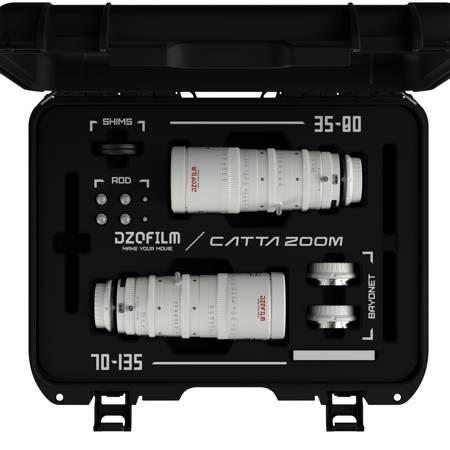 DZOFILM Catta 35-80mm & 75-135mm T2.9 Cine Lens Bundle for Sony E, White