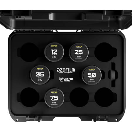 DZOFILM Vespid Prime Cinema 5-Lens Kit with 12mm T2.8 and 25mm, 35mm, 50mm, 75mm T2.1 Lens for PL & EF Mount