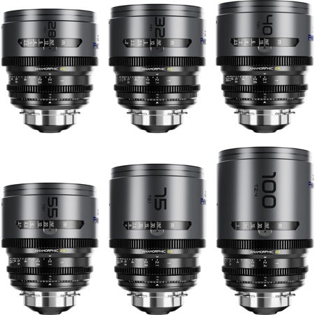 DZOFILM PAVO 28/32/40/55/75mm T2.1 & 100mm T2.4 2x Anamorphic Prime Lens, Blue