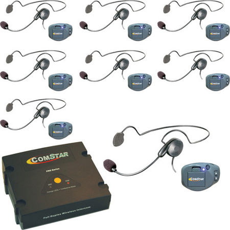 Eartec COMSTAR XT 8-User Wireless Intercom System, 8x Cyber CS Headsets