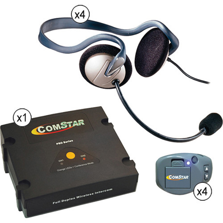 Eartec COMSTAR XT 4-User Wireless Intercom System, 4x Monarch Headsets
