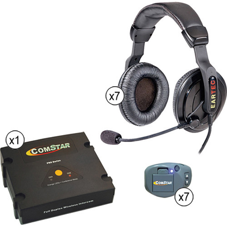 Eartec COMSTAR XT 7-User Wireless Intercom System, 7x Proline Double Headsets