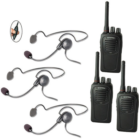 Eartec SC-1000 3-User Two-Way Radio System with 3x Cyber Inline PTT Headsets