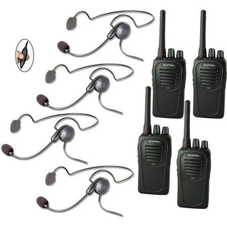 Eartec SC-1000 4-User Two-Way Radio System with 4x Cyber Inline PTT Headsets