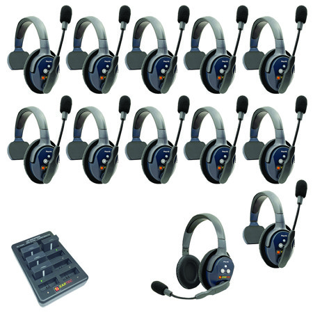 Eartec UltraLITE Pro16 Wireless Intercom System w/11x 1-Ear,1x Dual-Ear Headsets