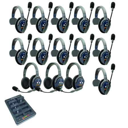 Eartec UltraLITE Pro16 Wireless Intercom System w/11x 1-Ear,3x Dual-Ear Headsets