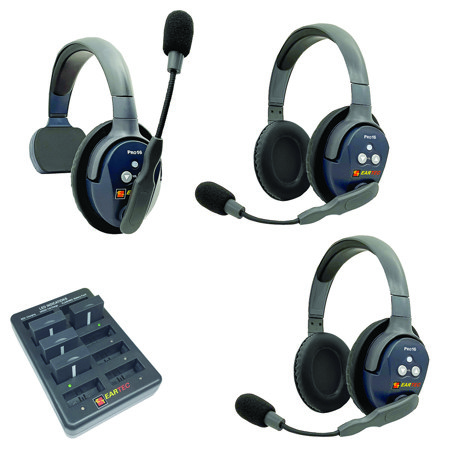 Eartec UltraLITE Pro16 Wireless Intercom System w/1x 1-Ear, 2x Dual-Ear Headsets