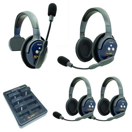 Eartec UltraLITE Pro16 ETP13 2.4GHz Dual Channel Long Range Full Duplex Wireless Intercom System with 1x Single-Ear & 3x Dual-Ear Headsets