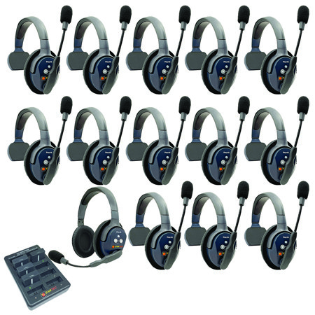 Eartec UltraLITE Pro16 ETP131 2.4GHz Dual Channel Long Range Full Duplex Wireless Intercom System with 13x Single-Ear & 1x Dual-Ear Headsets