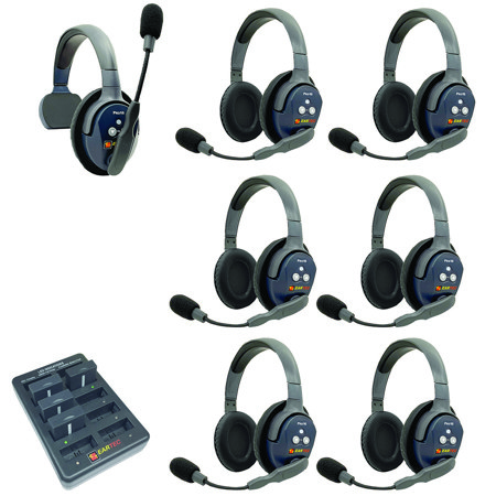 Eartec UltraLITE Pro16 Wireless Intercom System w/1x 1-Ear, 6x Dual-Ear Headsets