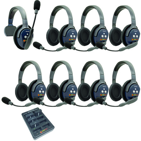 Eartec UltraLITE Pro16 Wireless Intercom System w/1x 1-Ear, 7x Dual-Ear Headsets