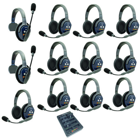 Eartec UltraLITE Pro16 Wireless Intercom System w/2x 1-Ear,10x Dual-Ear Headsets