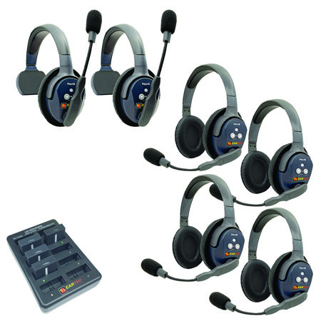 Eartec UltraLITE Pro16 Wireless Intercom System w/2x 1-Ear, 4x Dual-Ear Headsets