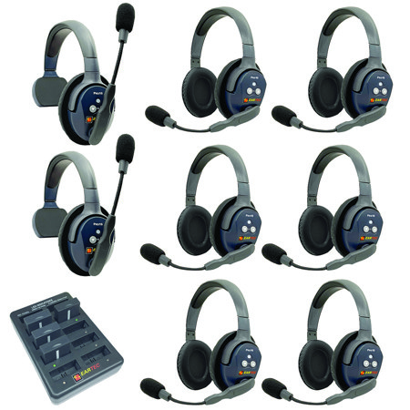 Eartec UltraLITE Pro16 Wireless Intercom System w/2x 1-Ear, 6x Dual-Ear Headsets