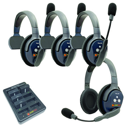 Eartec UltraLITE Pro16 Wireless Intercom System w/3x 1-Ear, 1x Dual-Ear Headsets