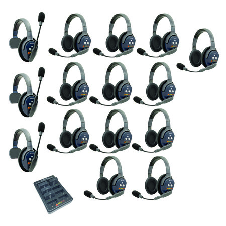 Eartec UltraLITE Pro16 Wireless Intercom System w/3x 1-Ear,12x Dual-Ear Headsets