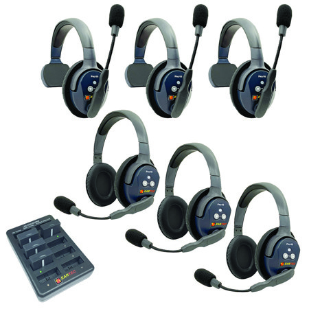 Eartec UltraLITE Pro16 ETP33 2.4GHz Dual Channel Long Range Full Duplex Wireless Intercom System with 3x Single-Ear & 3x Dual-Ear Headsets