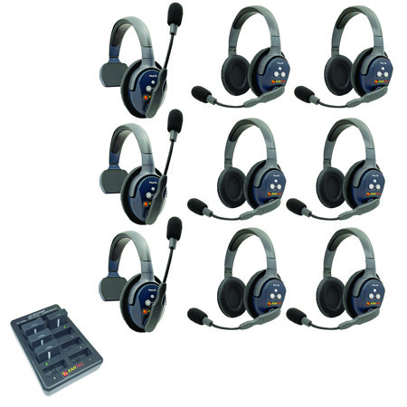 Eartec UltraLITE Pro16 Wireless Intercom System w/3x 1-Ear, 6x Dual-Ear Headsets