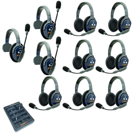 Eartec UltraLITE Pro16 Wireless Intercom System w/3x 1-Ear, 7x Dual-Ear Headsets