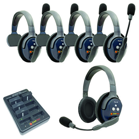 Eartec UltraLITE Pro16 ETP41 2.4GHz Dual Channel Long Range Full Duplex Wireless Intercom System with 4x Single-Ear & 1x Dual-Ear Headsets
