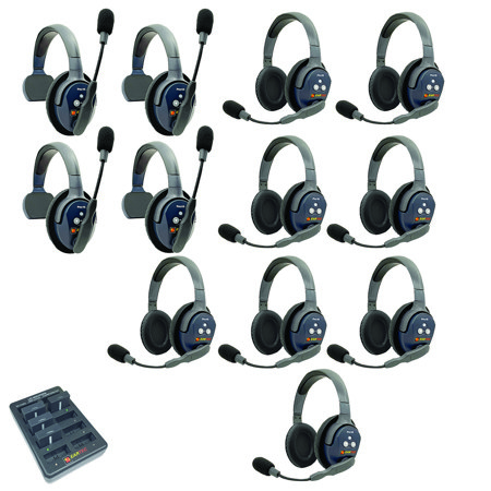 Eartec UltraLITE Pro16 Wireless Intercom System w/4x 1-Ear, 8x Dual-Ear Headsets